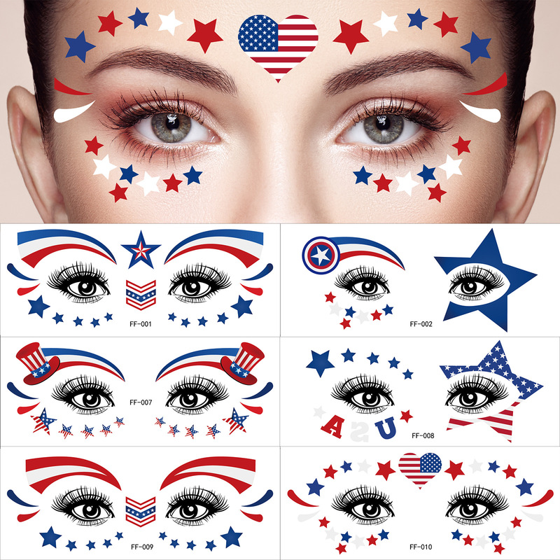 Masquerade Musical Party make up facial sticker USA Independence Day Theme USA Painted Party Waterproof  Face Temporary Tattoo Sticker