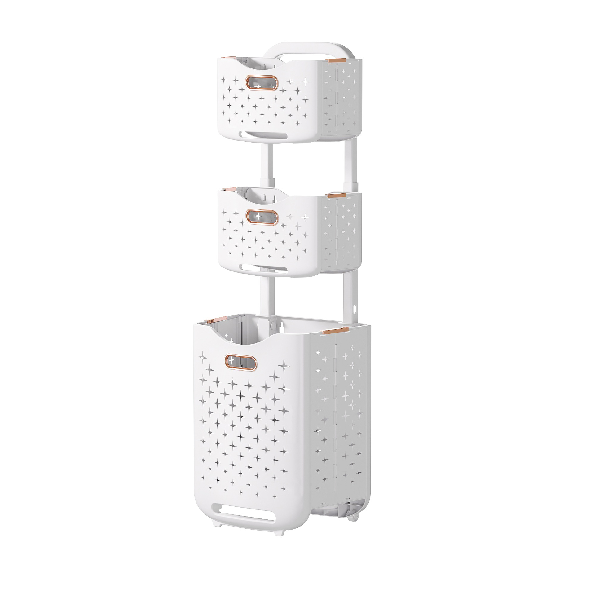 Cesta de ropa sucia multicapa Cesta de almacenamiento de ropa Cesta de ropa sucia de baño de baño Cesta de ropa sucia de tres capas móvil Cesta de ropa sucia montada en la pared