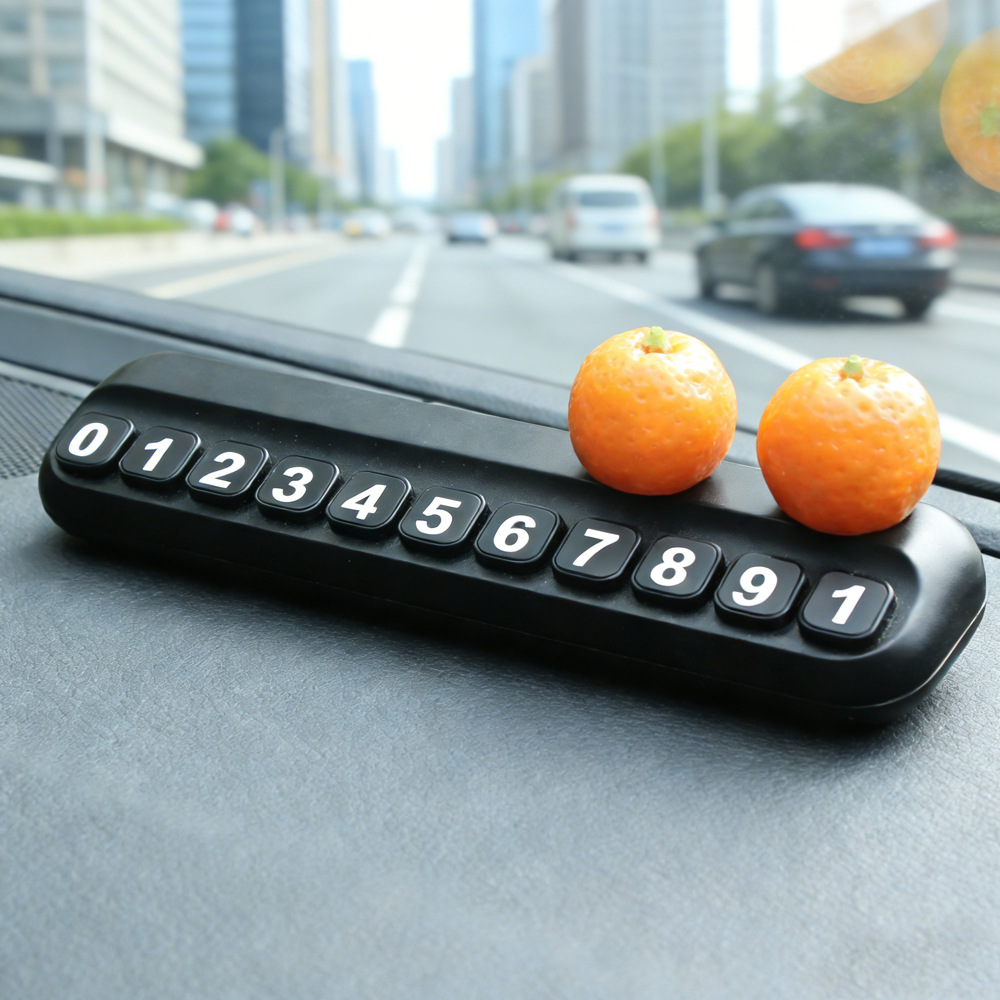 Tarjeta telefónica de movimiento de automóviles, tarjeta de estacionamiento temporal de frutas de litchi, adornos creativos de automóviles