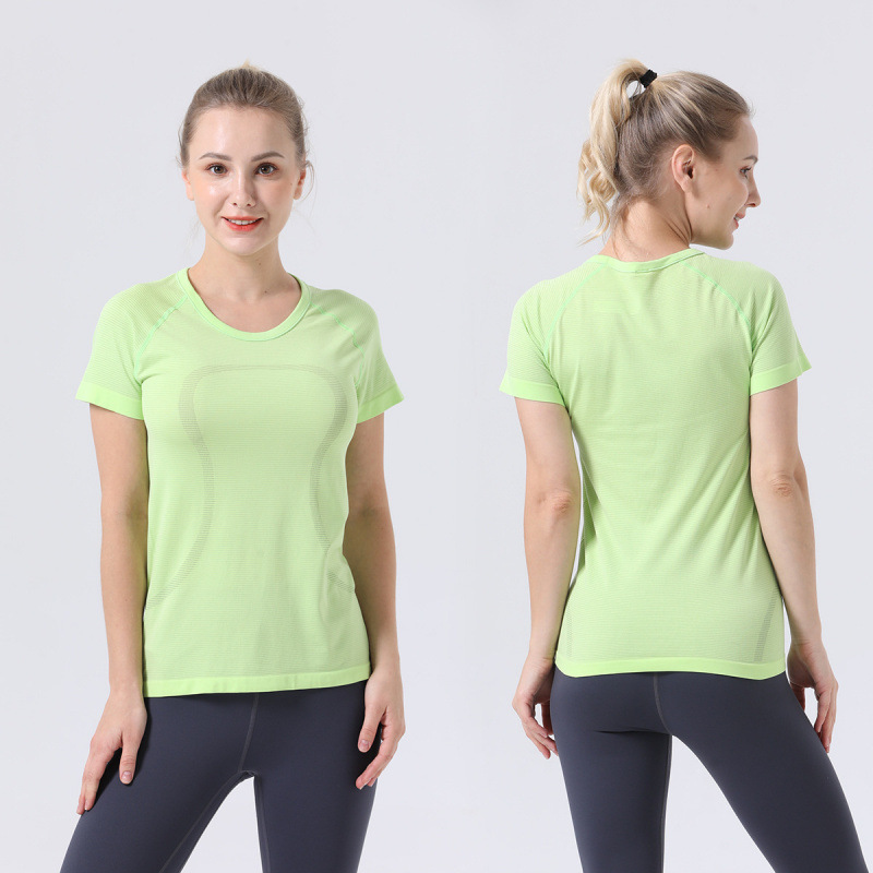 2.0 European and American Style Round Neck Yoga Wear Ebbtostreet Women's Sports Fitness Top T-Shirt Breathable, Sweat-Absorbent and Quick-Drying