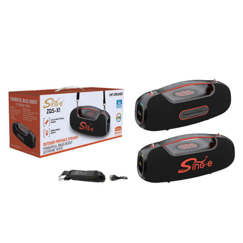 Altavoz Bluetooth ZQS-L21 con doble bocina, portátil recargable RGB, ideal para exteriores y fiestas