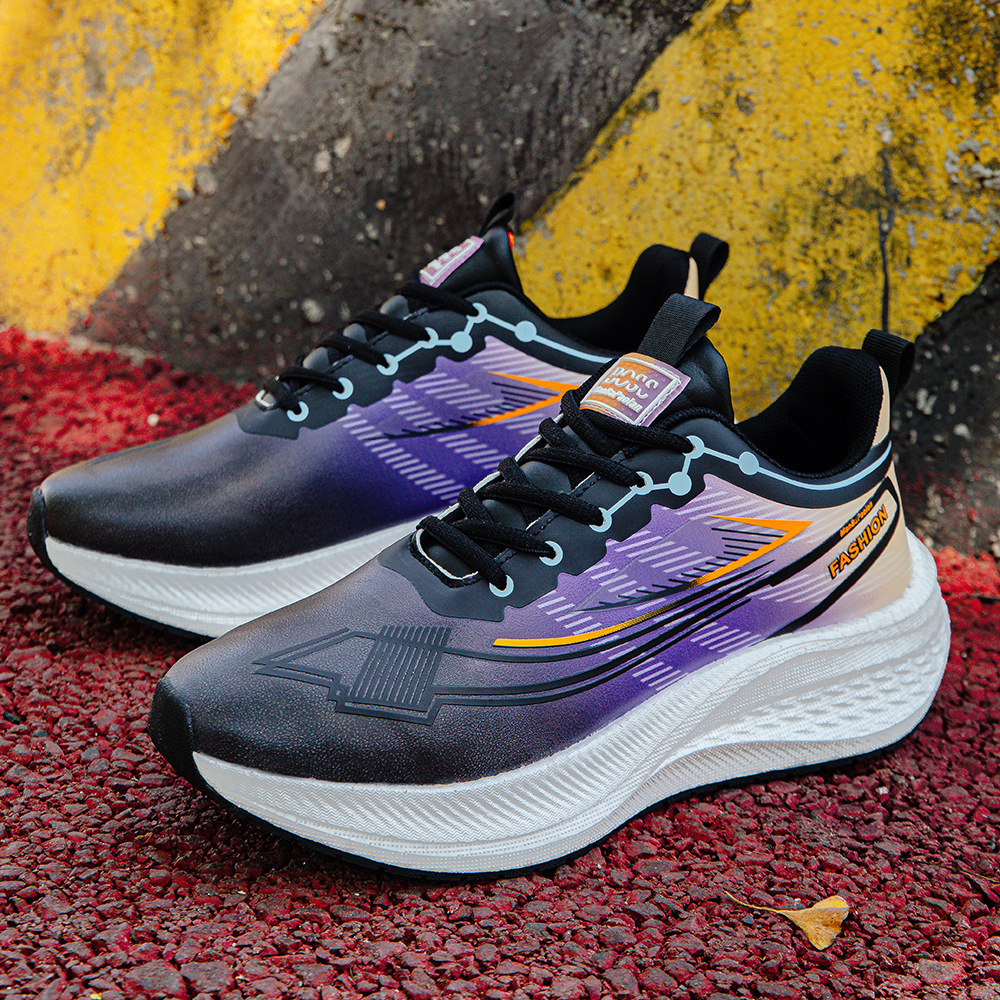 跑步鞋轻便新款减震2025软底百搭防水皮面男鞋休闲爆米花运动鞋男