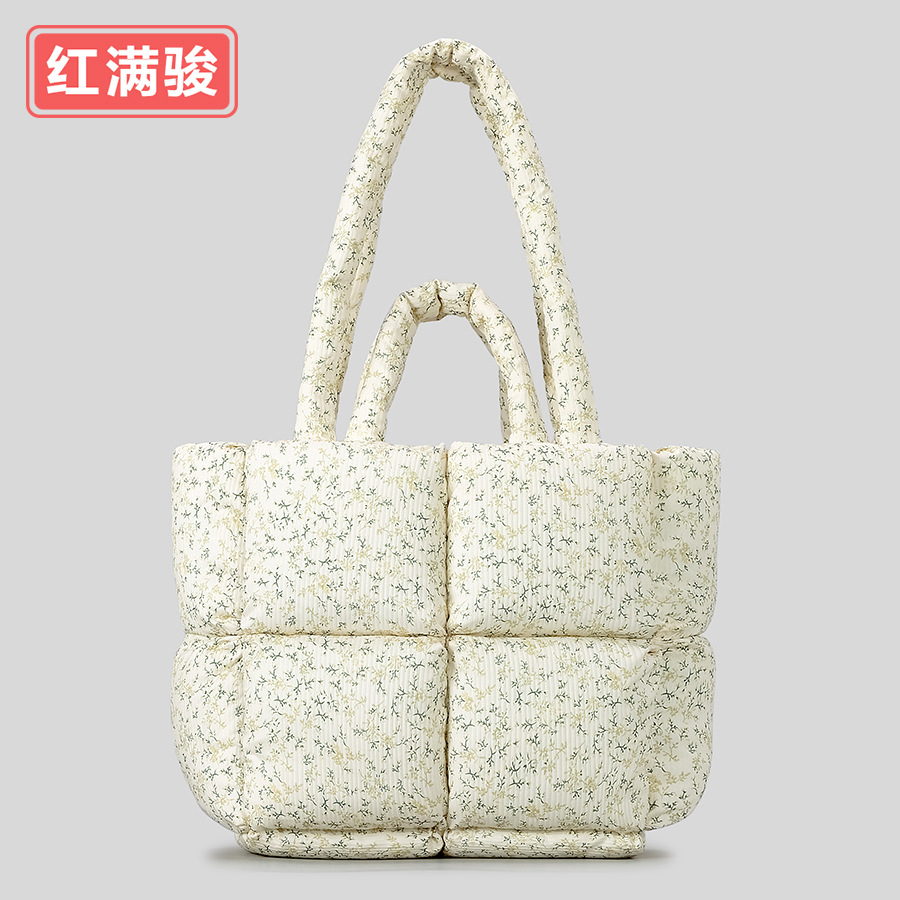 Nuevo bolso transfronterizo de las mujeres acolchadas de algodón simple bolsa de espacio lleno de algodón suave bolso de hombro lleno de tela escocesa