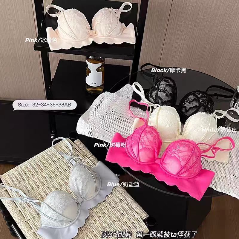 2435#外贸日系法式蕾丝胸罩调整型显腰收副乳内衣小胸聚拢舒适内|undefined