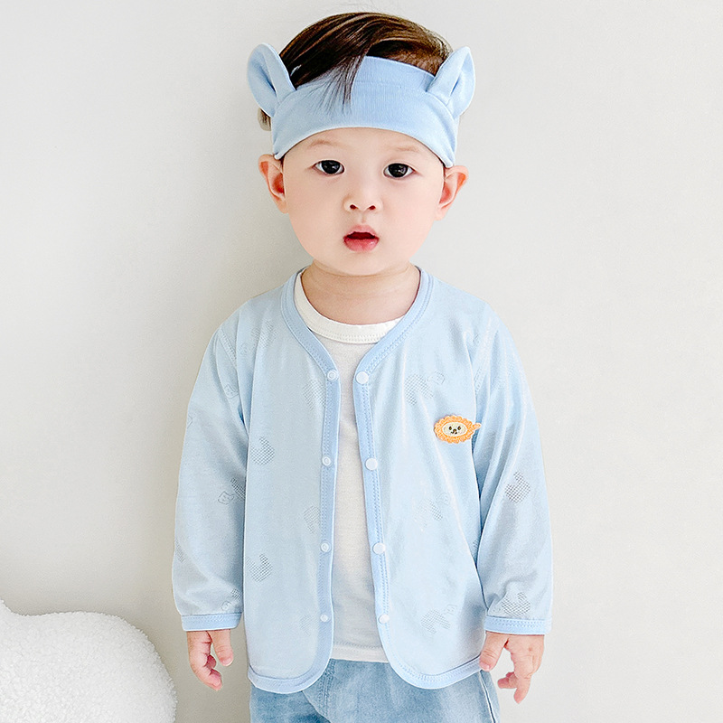 Ropa de protección solar para bebés, chaqueta de punto delgada para niños de verano, niños y niñas, ropa de verano, chaqueta con aire acondicionado, ropa de bebé image 10