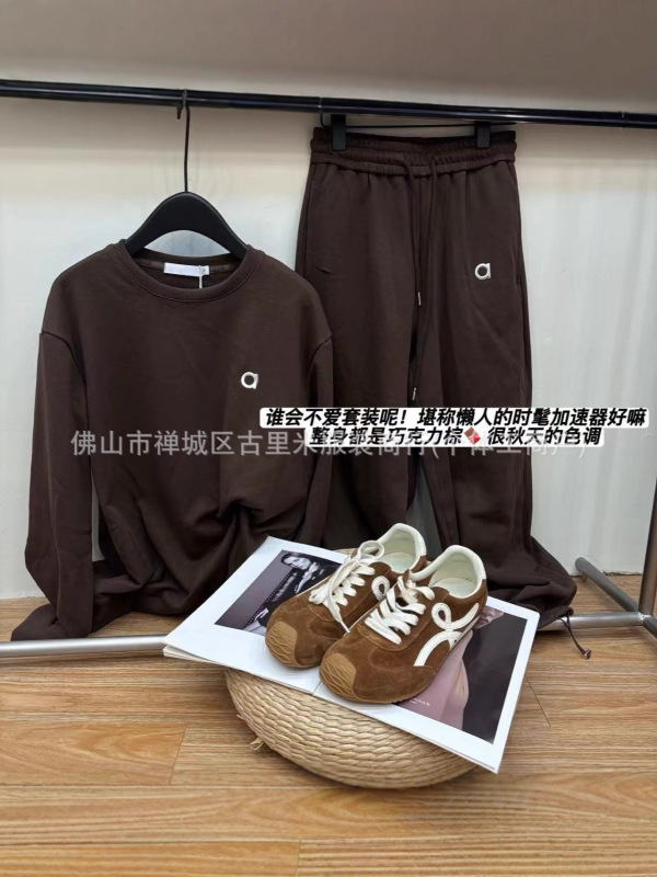 25秋冬AL*美式休闲运动套装女秋圆领长袖宽松卫衣简约百搭阔腿裤|undefined