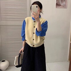 韓国系春秋の新型丸首は色の点線のデザイン感にぶつかります。