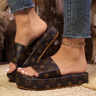 Platform Slippers���Q��a����Ů�⴩�¿�Ƥ��һ���ɸ�Ů����Ь