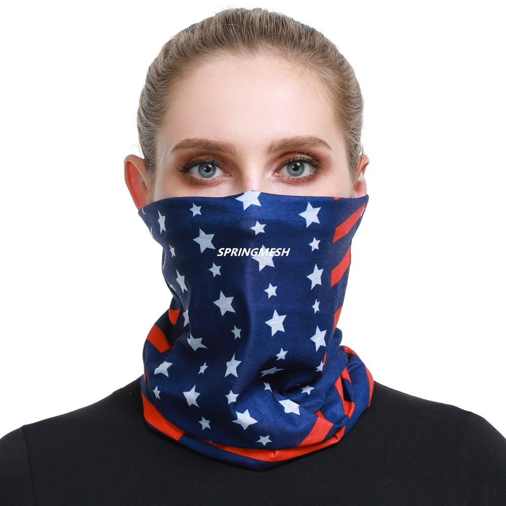 Cross-border sun protection neck gaiter, UV-resistant, quick-drying face mask for running, with an American flag print, suitable for summer cycling