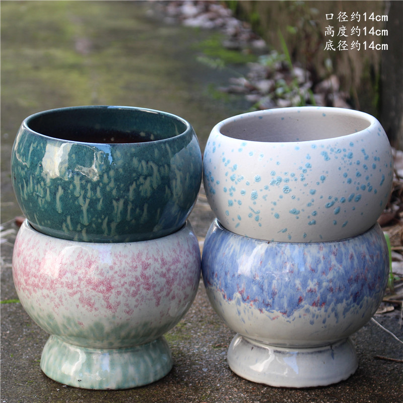 Vintage Large Purple Clay Flower Pot, Wide-Mouth Orchid Pot, Rustic Green Radish Creative Succulent Flower Pot