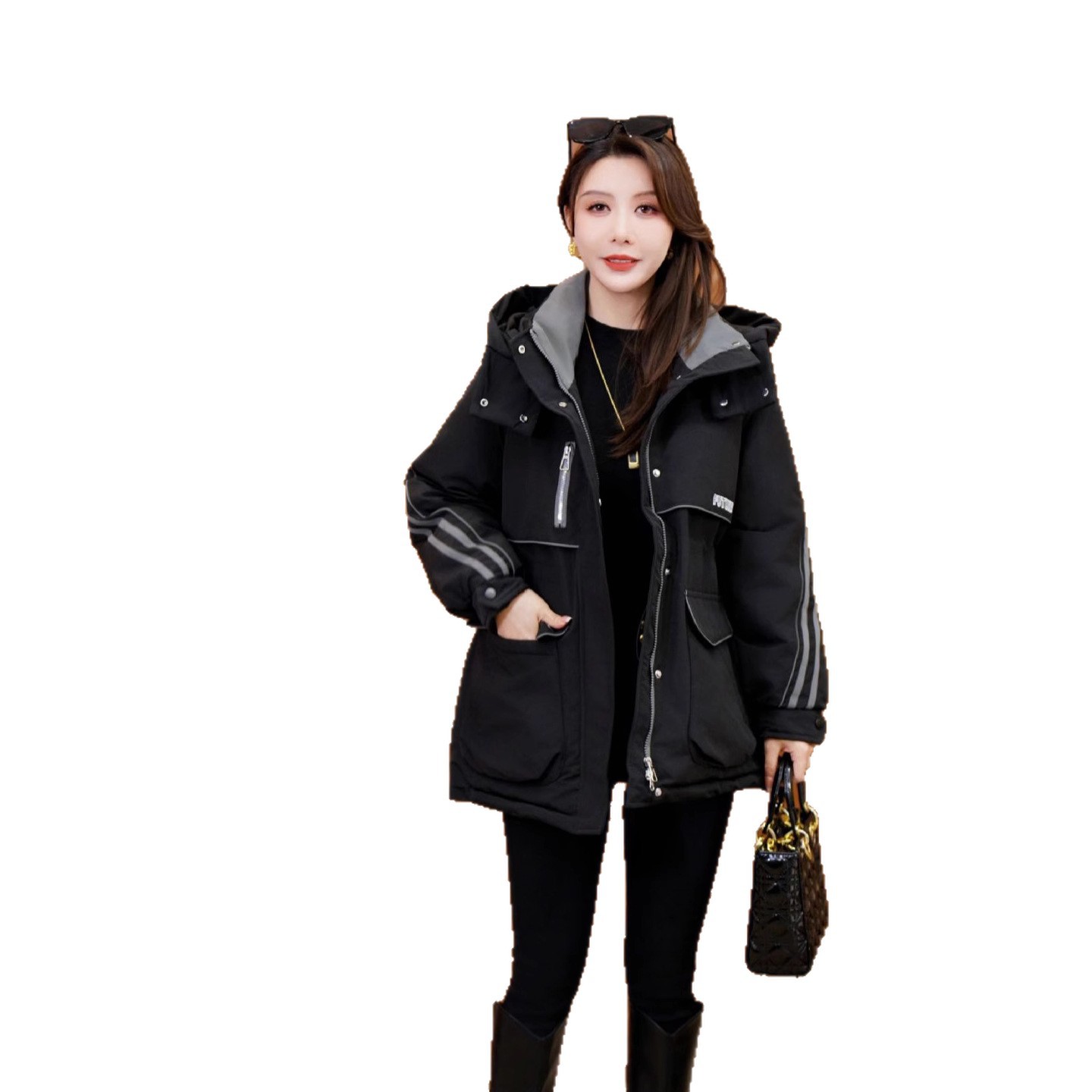 Modas de cintura para superar la ropa de invierno femenina 2025 nuevo estilo de este año herramientas y chaqueta de terciopelo