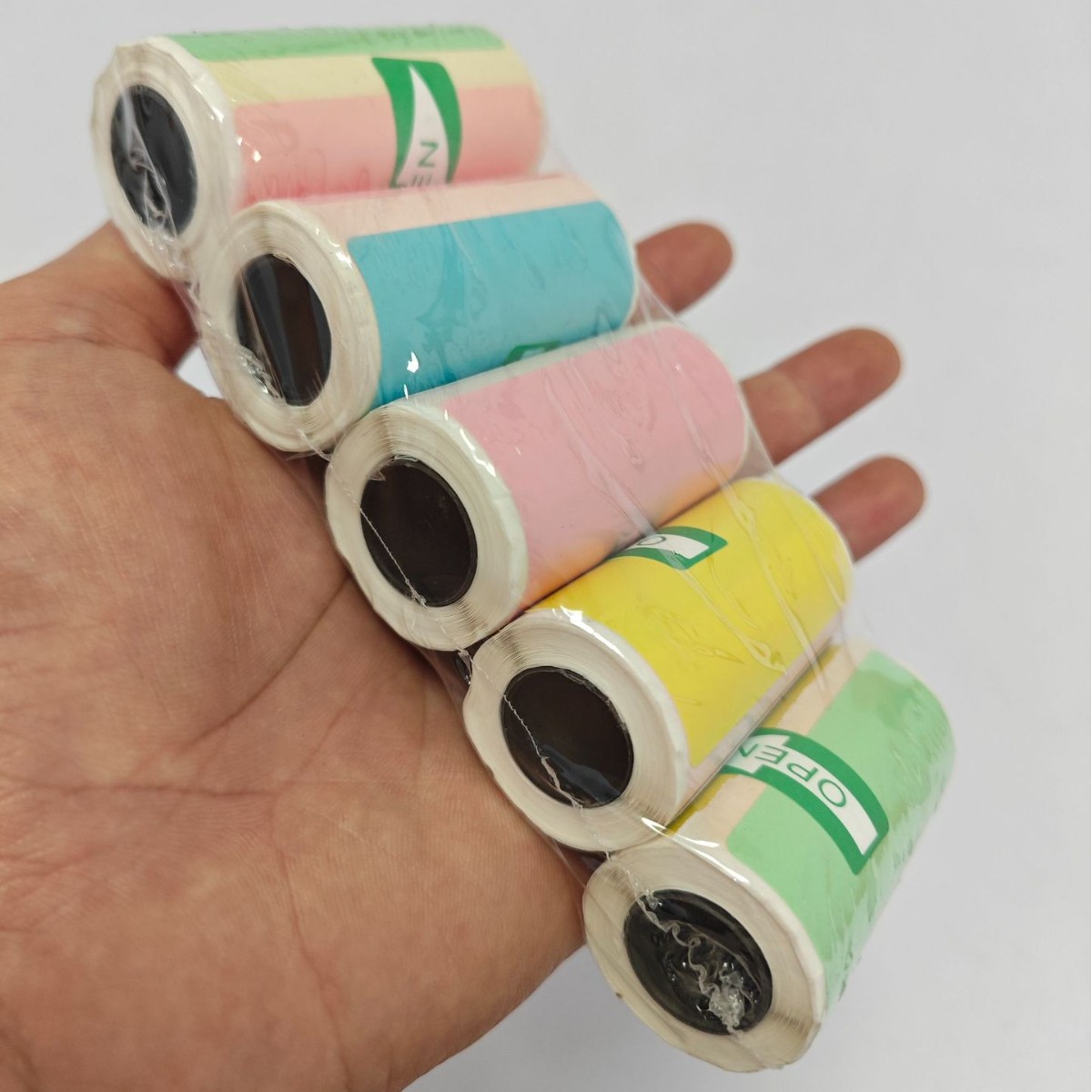 Mini impresora de papel térmico 57*25mm, etiqueta autoadhesiva, papel colorido, papel para recibos de caja registradora, papel para imprimir etiquetas