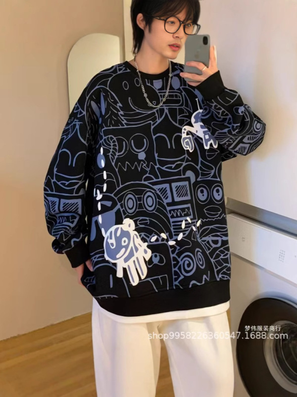 ユーススウェットシャツメンズ3D春秋スタイルボーイズハンサム長袖Tシャツ大きい子供メンズラウンドネックシャンウェイ快適で多用途|undefined