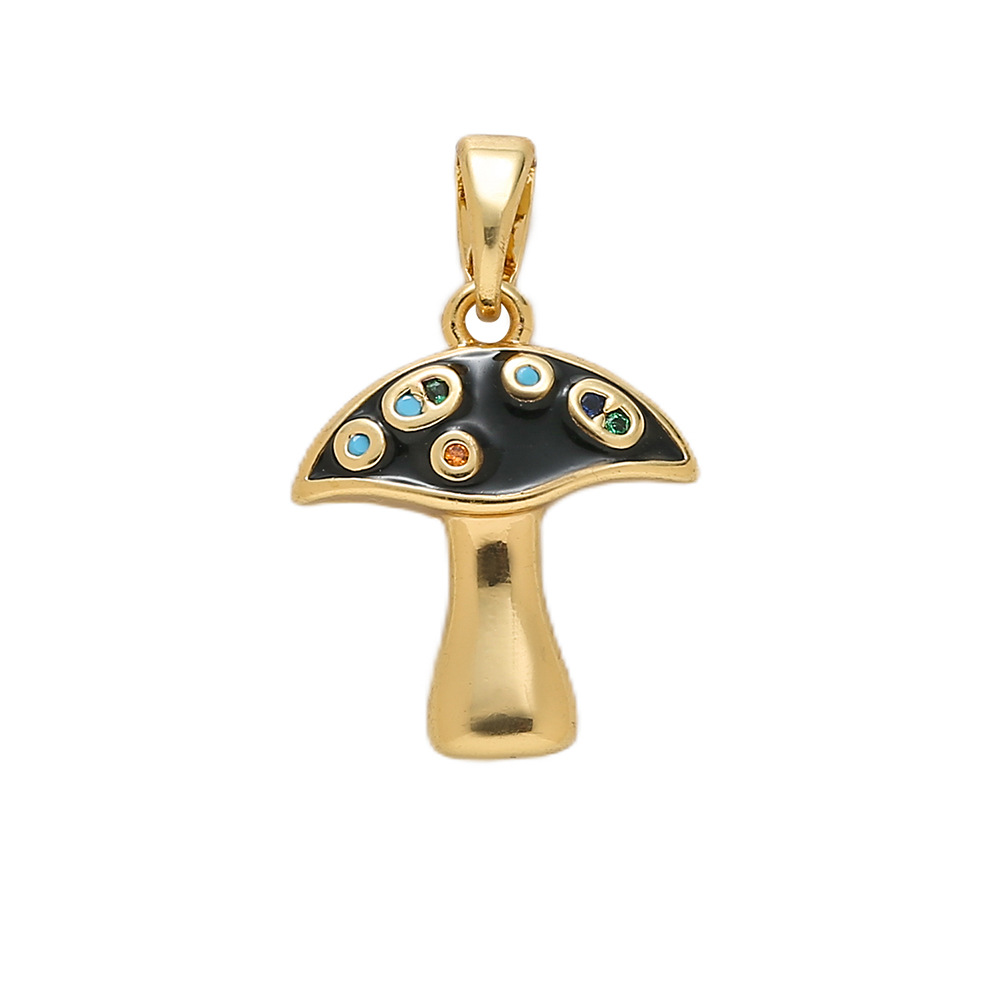 Daily Occasion 1 Piece Copper Zircon 18K Real Gold Plated Mushroom Polished Pendant Necklace