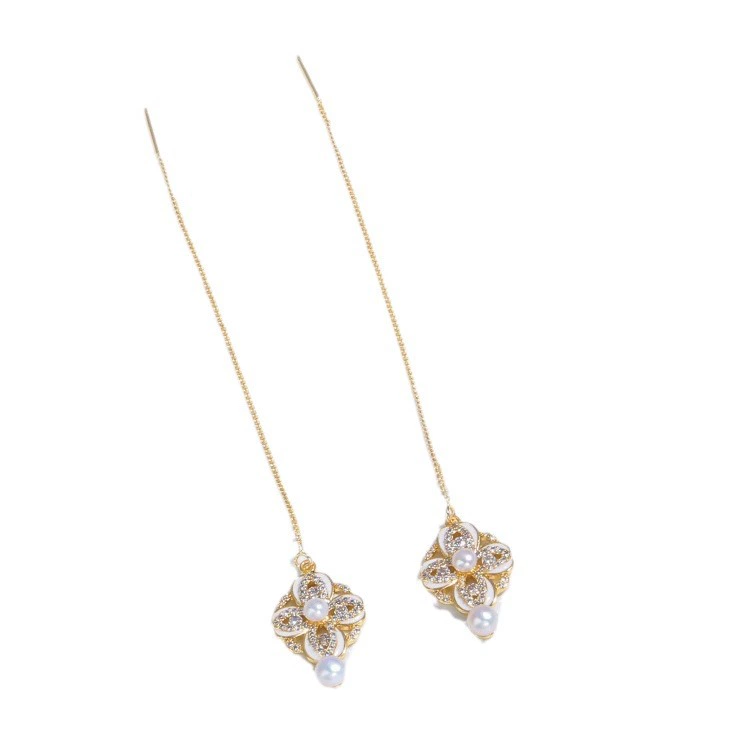 Retro design universal earrings from pearl, light luxury style, high-quality style