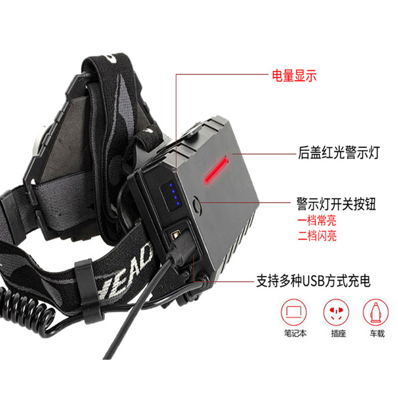 P70 luz frontal fuerte iluminación LED iluminación montada en la cabeza carga al aire libre luz de pesca nocturna banco de energía luz de emergencia equipo linterna