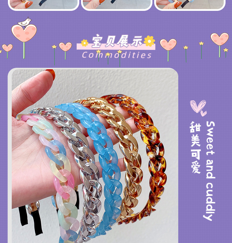 Simple Candy Color Resin Hairband display picture 2