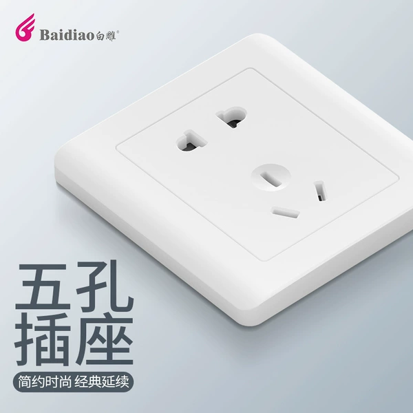 White carving distant view five -hole socket