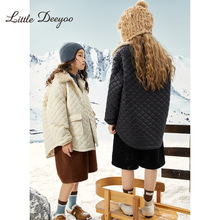 【特价】女童菱格小香风棉服外套大童儿童仿羊羔毛领轻薄棉衣棉袄