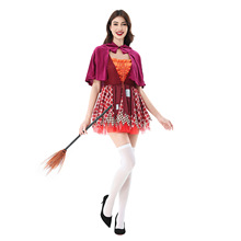 万圣节服装小红帽狂欢节表演服角色扮演女巫装扫把巫婆裙披肩斗篷