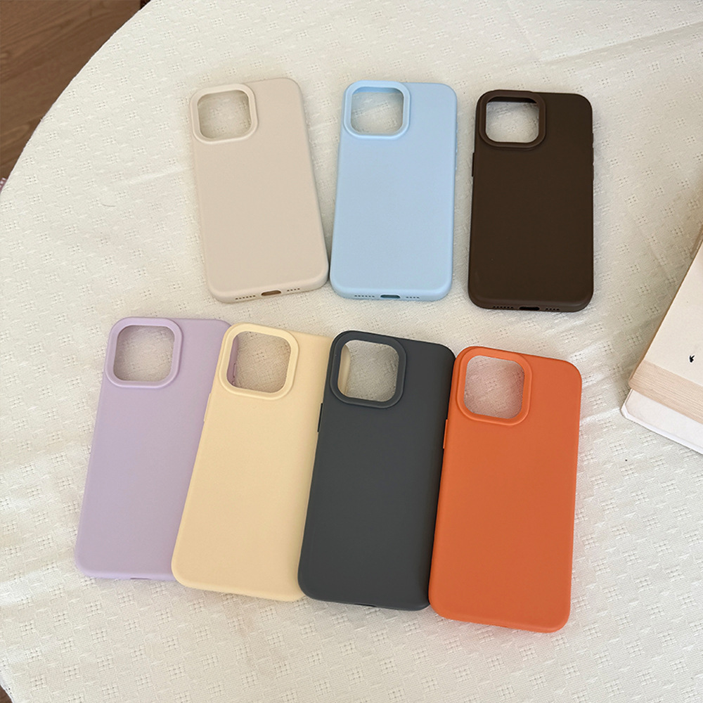 Funda protectora de silicona anticaídas para iPhone 15 Pro, 13 y 17, de color puro y tacto piel, estilo simple, todo incluido.