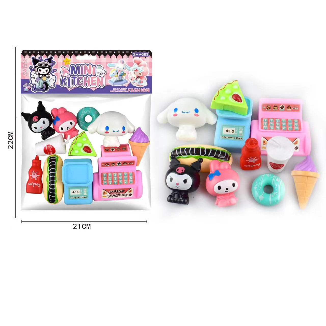 Sanrio juego a la casa juguetes Kuromi Mereti fruta utensilios de cocina lavabo juguetes para bebés premios