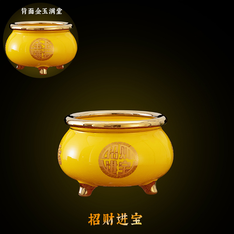 陶磁器チタン金香炉三脚炉銭袋炉仏具薫香炉|undefined