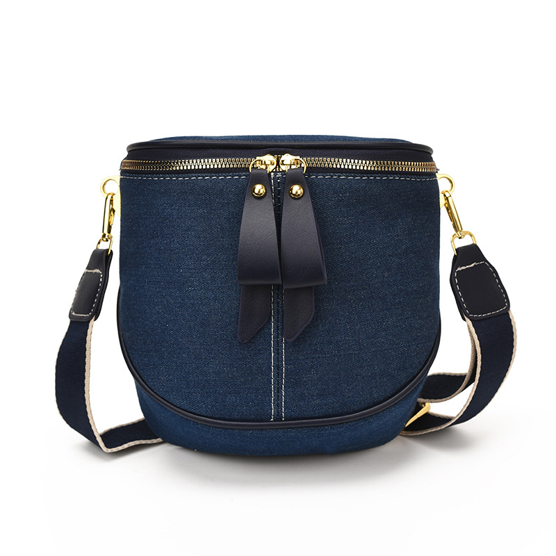 Cross-border bolsos de denim de color contrastante 2026 nuevo nicho de textura superior versátil mochila de hombro