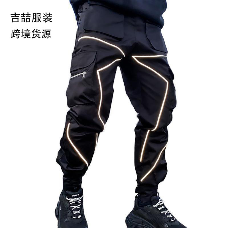 European and American autumn men's casual pants black ankle-tied tight-fitting loose pants straight American overalls ins fashion European and American autumn men's casual pants black ankle-tied tight-fitting loose pants straight American overalls ins fashion