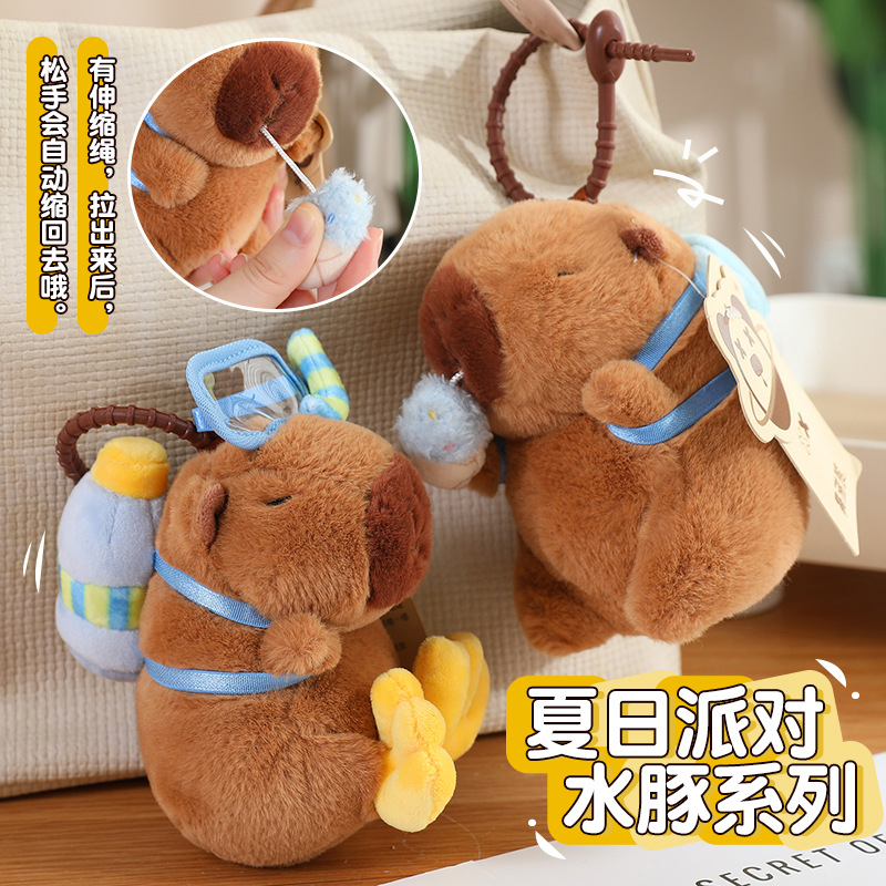 Fábrica de stock al por mayor de la nariz genuina osos muñecas de peluche colgantes capibara muñecas bolsas colgantes