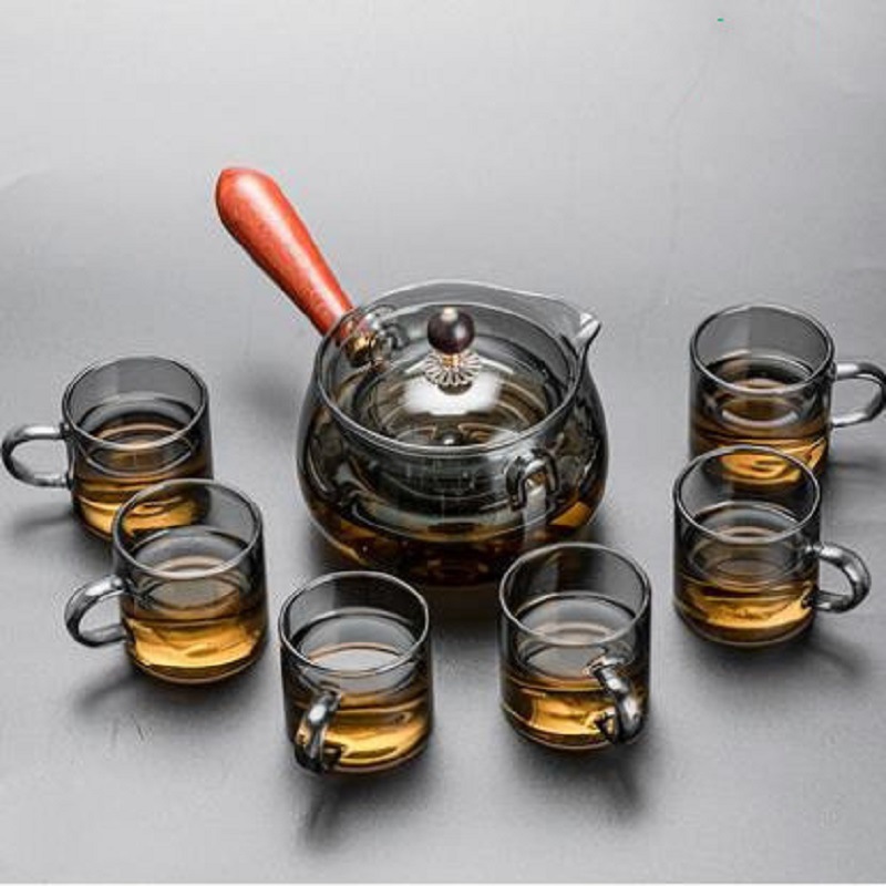 360 grados de rotación caliente resistente al calor de ocio olla ahumado vidrio borosilicato gris ocio té fabricante engrosada a prueba de explosiones