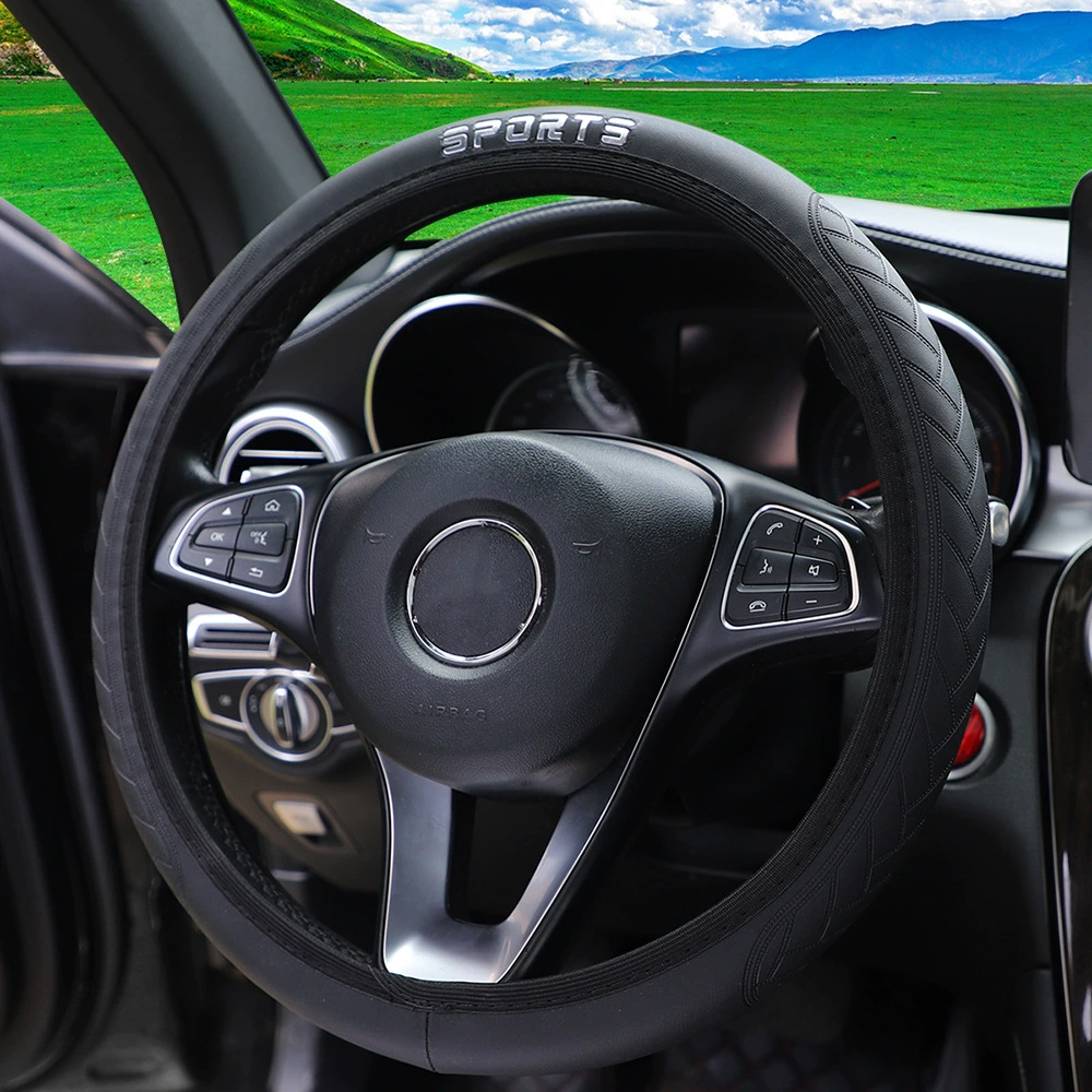 Автомобильный комплект рулевого колеса sportsPU волокно кожаное тиснение без внутреннего кольца эластина с AliExpress через границы Амазонка