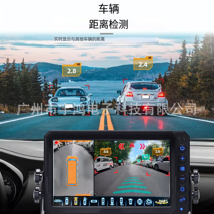 360-Degree Surround View 3D Vehicle Monitoring Ai Recognition of Pedestrians and Vehicles, Distance-Based Sound and Light Alarm, Intelligent Blind Spot Monitoring for Cargo and Passenger Vehicles