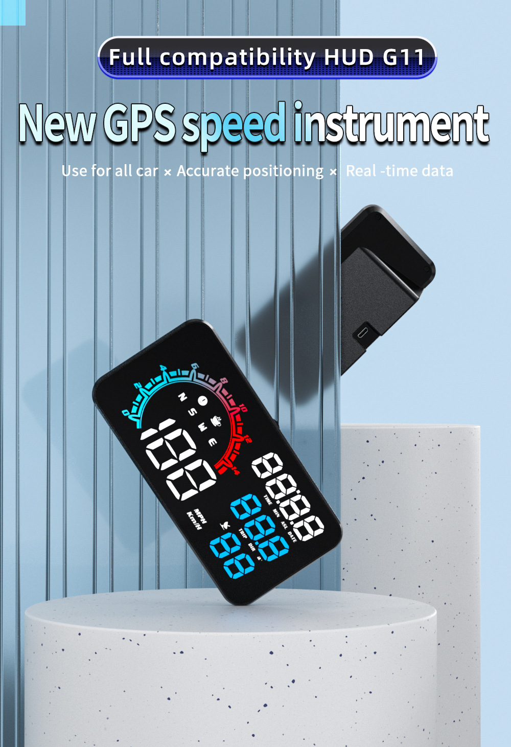 Cross-border universal HUD head-up display for cars, GPS speed, time, date, altitude, compass head-up instrument G11