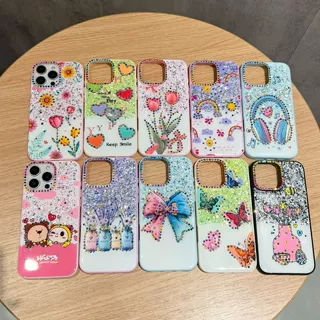 适用新款苹果iPhone17Promax手机壳13套爱心滴胶闪粉15plus少女16