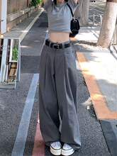 美拉德高腰牛仔裤女夏季新款灰色西装裤设计感百搭宽松显瘦阔腿裤