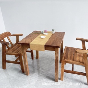 Source manufacturers wholesale solid wood eight fairy table square dining table and chair combination old elm entertainment mahjong table back chair