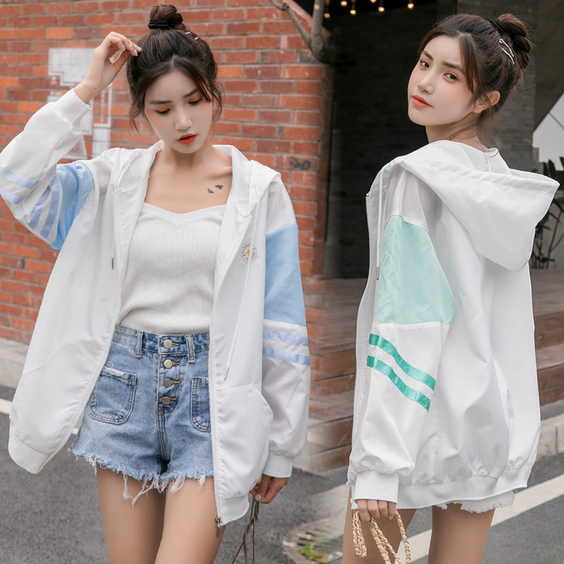 Large Size Women's Sunscreen Clothing Summer Thin New Salt Baseball Clothing High Street American Color-block Coat Women