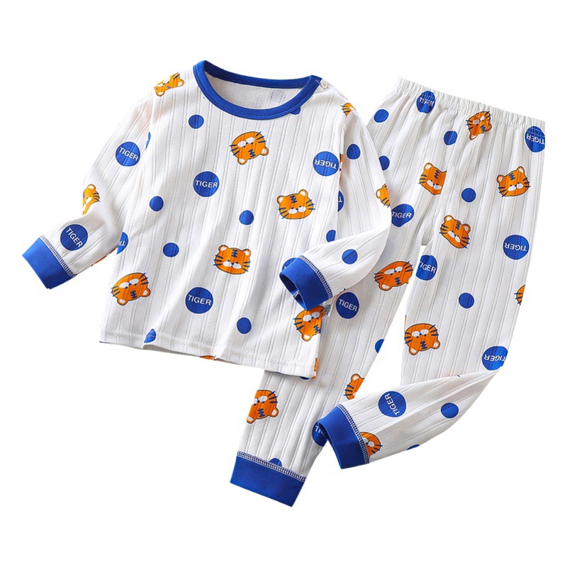Ropa de otoño de los niños pantalones largos niños y niñas otoño nuevo jacquard algodón ropa interior traje manga larga pijamas desgaste del hogar bebé