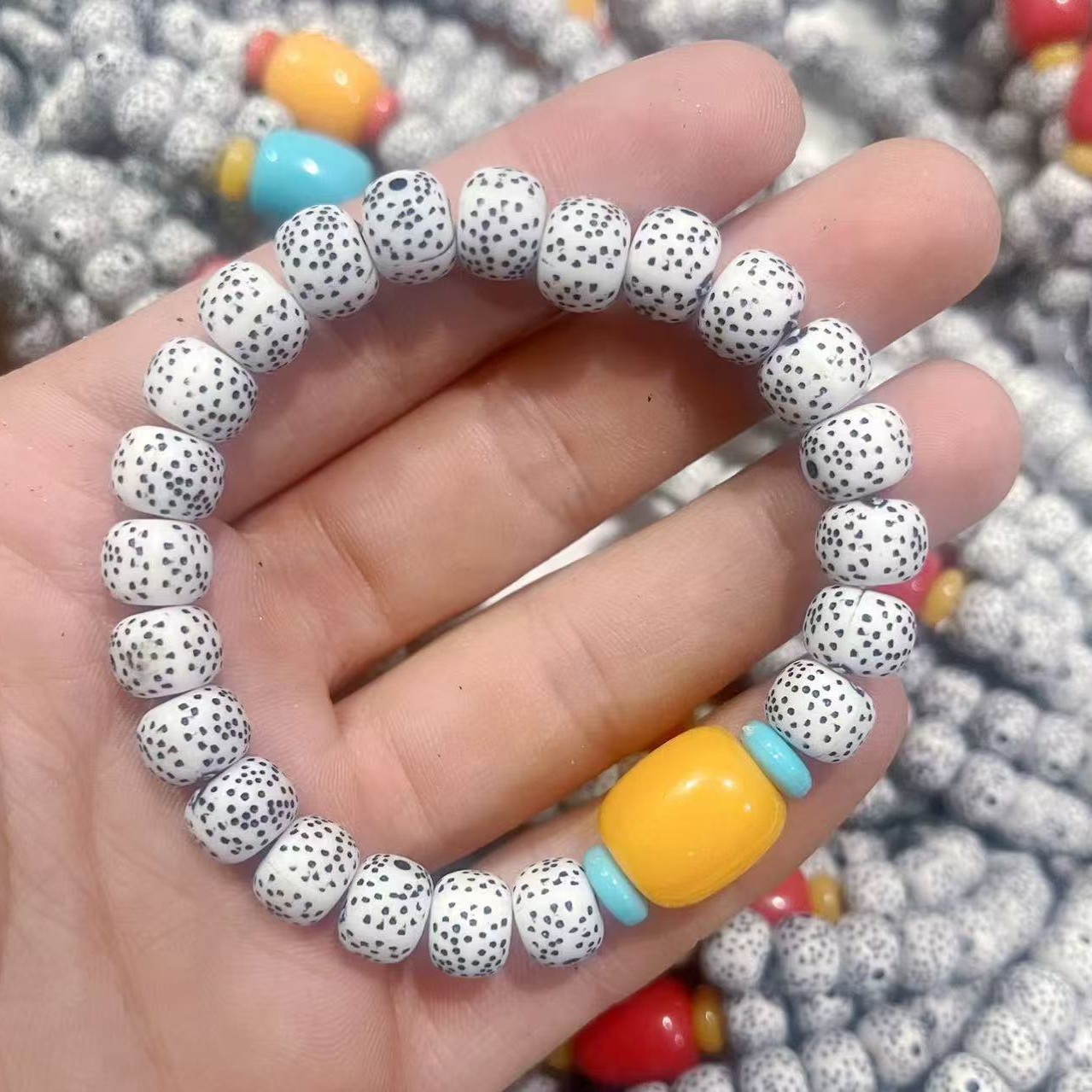 厂家直销星月菩提手链仿蜜蜡树脂佛珠寺庙结缘摆地摊福利礼品手串