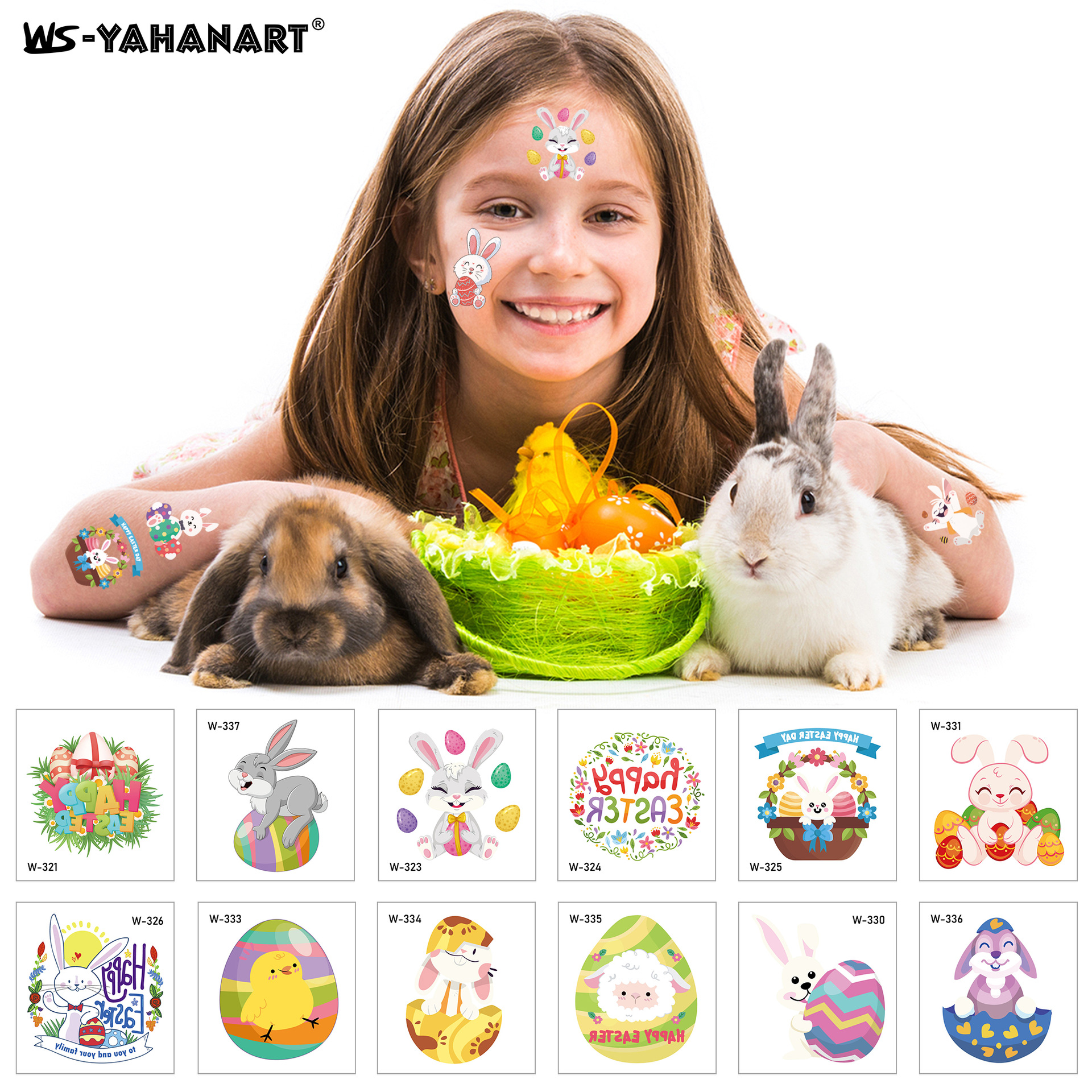 Tatuajes Temporales de Pascua para Niños Papel de Transferencia de Agua Decorativo para Pascua