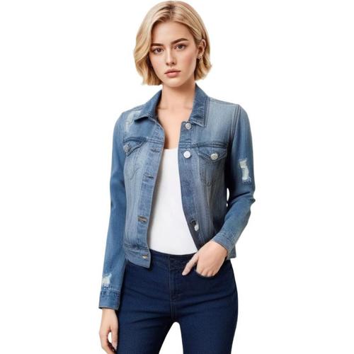 Wish Amazon Western Women's Denim Jacket with Holes Slimming Denim Top Jacket Women's Shirt Trendy