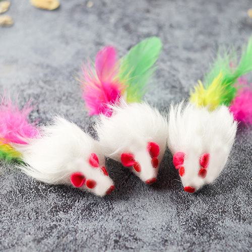 Cat Toys, Rabbit Fur Small Mouse, Plush Cat Teaser, Realistic Mouse, Wholesale Pet Supplies, Feather Cat Toy