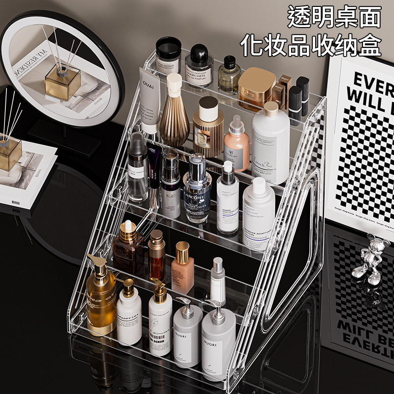 Ladder Display Rack Cosmetics Store Display Skin Care Products Transparent Shelf Acrylic Desktop Perfume Mask Storage Box