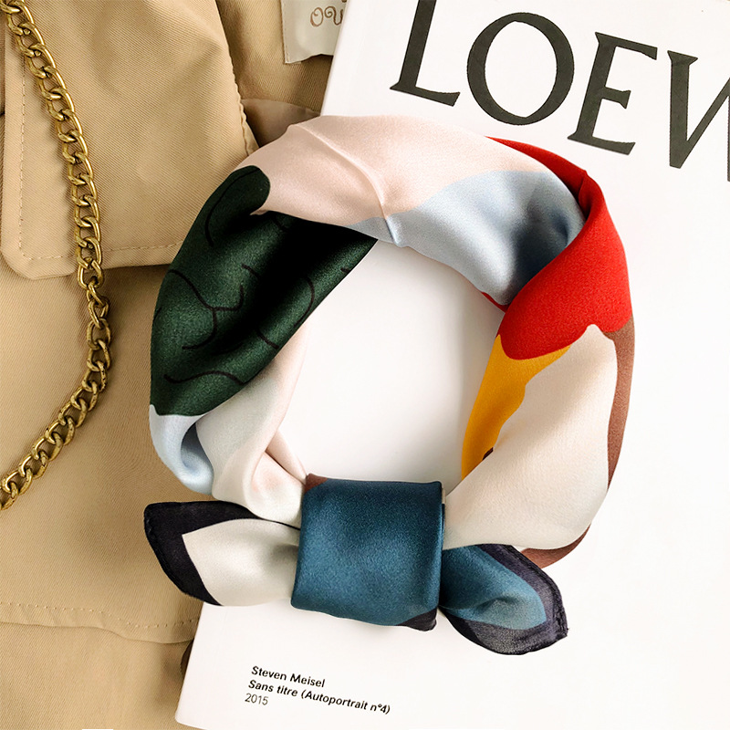 韩版丝巾小方巾女春夏百搭洋气时尚空姐小领巾欧式真丝桑蚕丝头巾