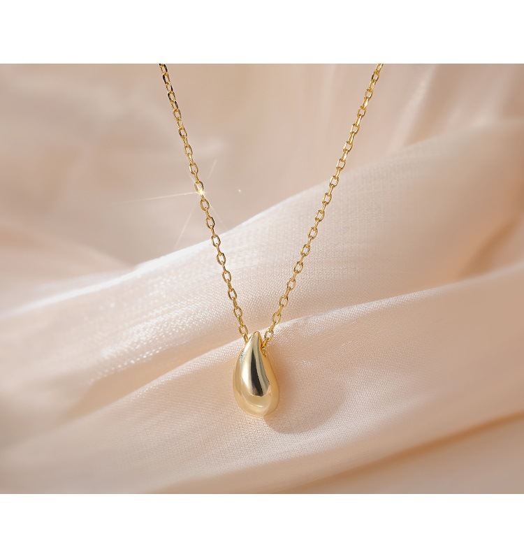 Korean version of S silver temperament droplet necklace for women, fashionable, elegant minimalist collarbone chain,_voghion.com