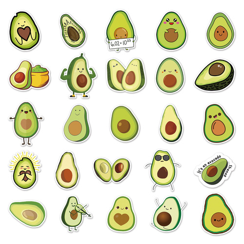 50 cartoon diy avocado personalized ins style fruit graffiti laptop luggage stationery stickers
