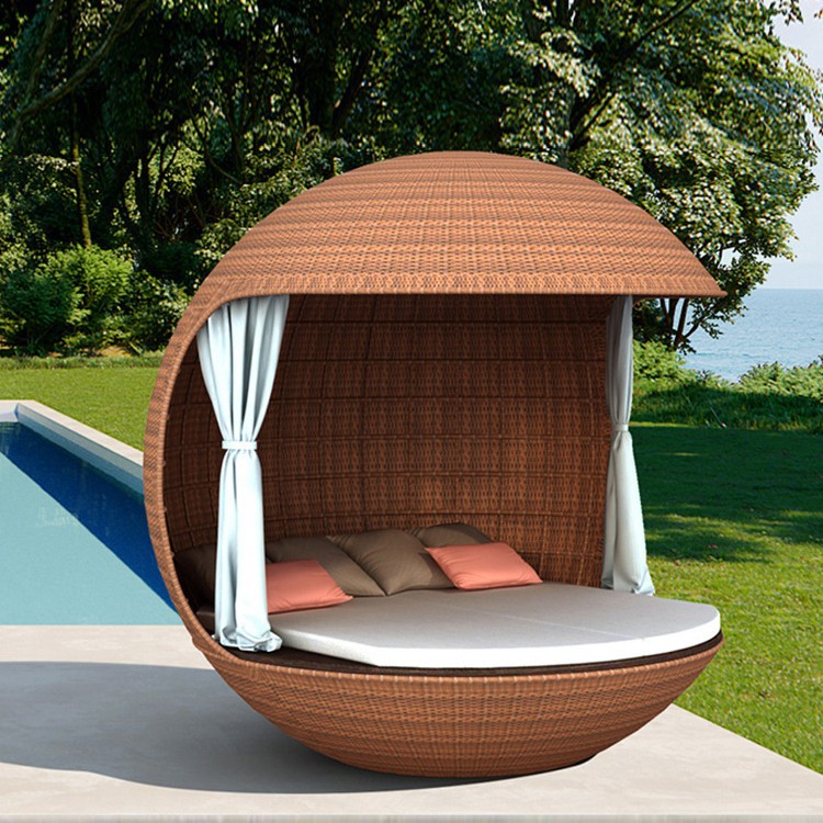 Silla de playa Cama redonda Hotel escénico Piscina al aire libre Resort Sofá cama al aire libre Sofá cama grande al aire libre