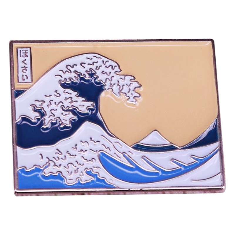 Kanagawa surf insignia de metal ola arte broche japonés simple dibujos animados pin hombres y mujeres Comercio exterior Venta caliente