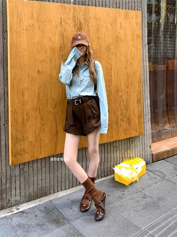 夏新款穿搭防晒极简老钱风天丝亚麻衬衣女高腰短裤套装女|undefined